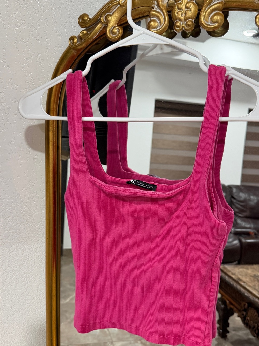 Zara Hot Pink Ribbed Tank Top - Women's Sleeveless Cami